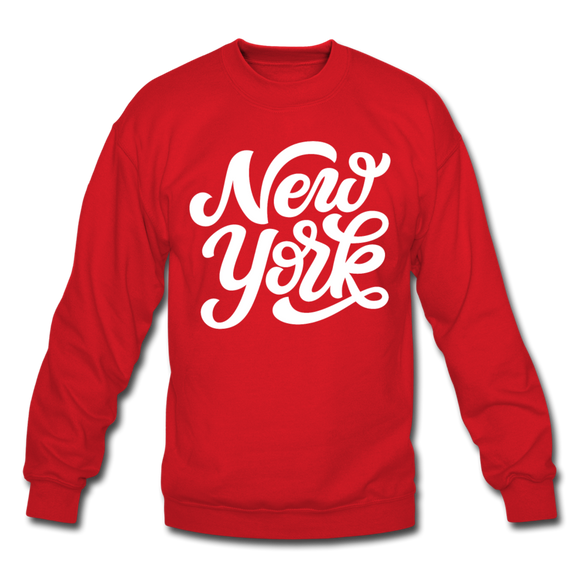 New York Sweatshirt - Hand Lettered New York Crewneck Sweatshirt - red