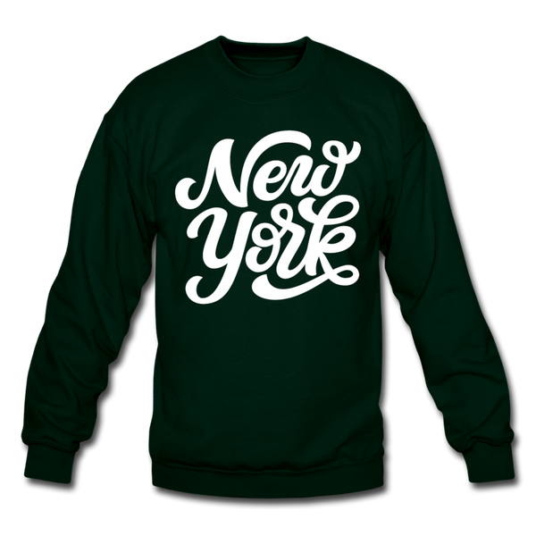 New York Sweatshirt - Hand Lettered New York Crewneck Sweatshirt - forest green