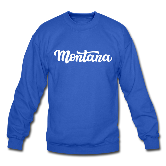 Montana Sweatshirt - Hand Lettered Montana Crewneck Sweatshirt - royal blue