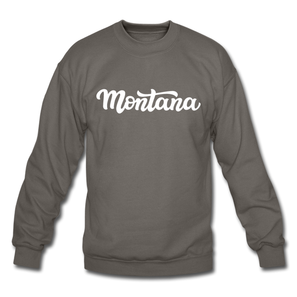 Montana Sweatshirt - Hand Lettered Montana Crewneck Sweatshirt - asphalt gray