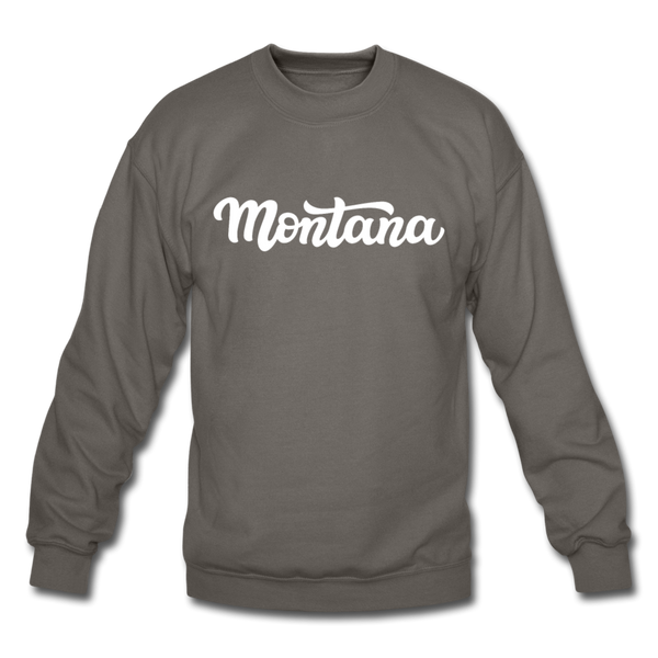 Montana Sweatshirt - Hand Lettered Montana Crewneck Sweatshirt - asphalt gray