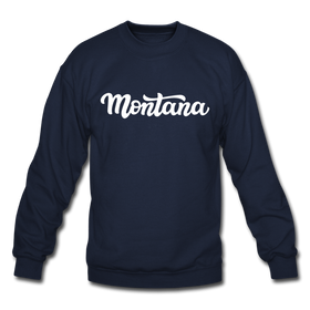 Montana Sweatshirt - Hand Lettered Montana Crewneck Sweatshirt - navy