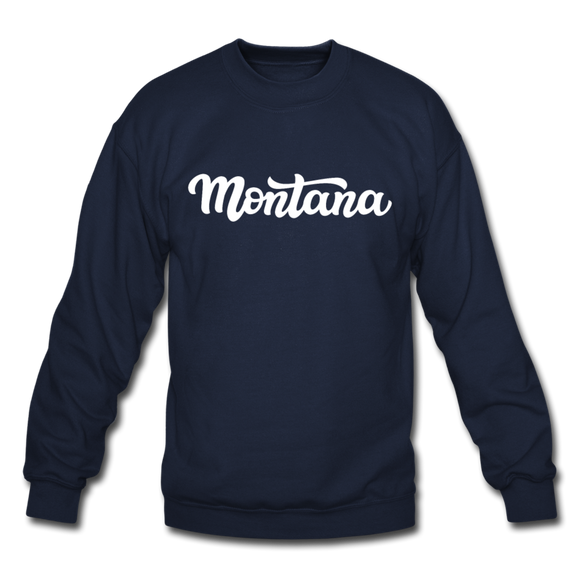 Montana Sweatshirt - Hand Lettered Montana Crewneck Sweatshirt - navy