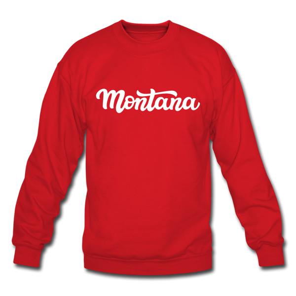 Montana Sweatshirt - Hand Lettered Montana Crewneck Sweatshirt - red