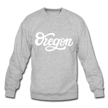 Oregon Sweatshirt - Hand Lettered Oregon Crewneck Sweatshirt - heather gray