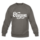Oregon Sweatshirt - Hand Lettered Oregon Crewneck Sweatshirt - asphalt gray