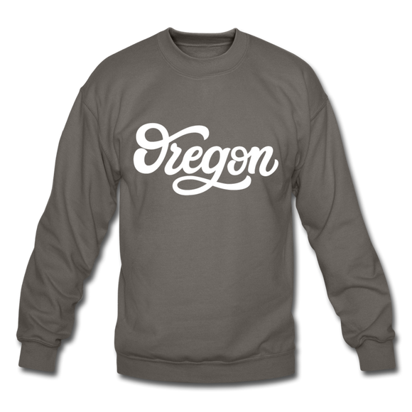 Oregon Sweatshirt - Hand Lettered Oregon Crewneck Sweatshirt - asphalt gray