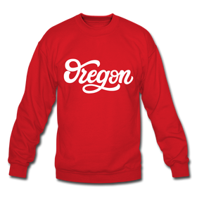 Oregon Sweatshirt - Hand Lettered Oregon Crewneck Sweatshirt - red