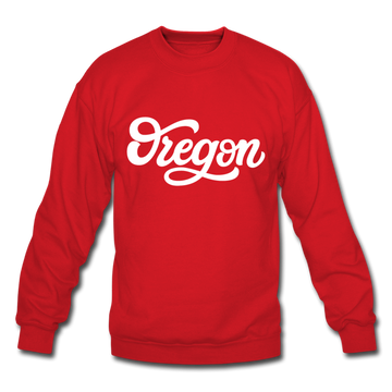 Oregon Sweatshirt - Hand Lettered Oregon Crewneck Sweatshirt - red