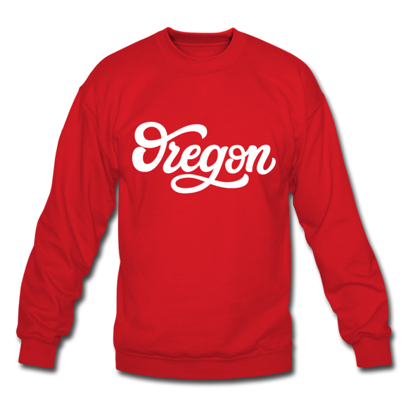 Oregon Sweatshirt - Hand Lettered Oregon Crewneck Sweatshirt - red
