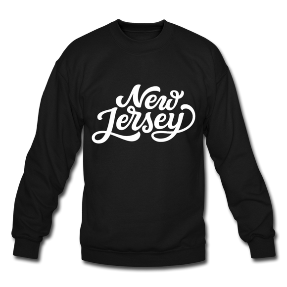 New Jersey Sweatshirt - Hand Lettered New Jersey Crewneck Sweatshirt - black