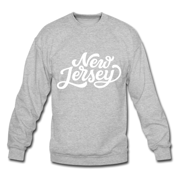 New Jersey Sweatshirt - Hand Lettered New Jersey Crewneck Sweatshirt - heather gray