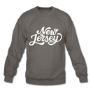 New Jersey Sweatshirt - Hand Lettered New Jersey Crewneck Sweatshirt - asphalt gray