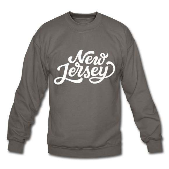 New Jersey Sweatshirt - Hand Lettered New Jersey Crewneck Sweatshirt - asphalt gray