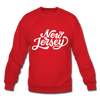 New Jersey Sweatshirt - Hand Lettered New Jersey Crewneck Sweatshirt - red