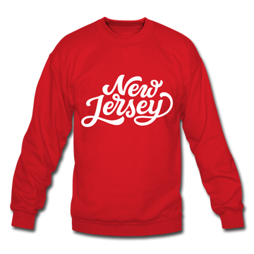 New Jersey Sweatshirt - Hand Lettered New Jersey Crewneck Sweatshirt - red