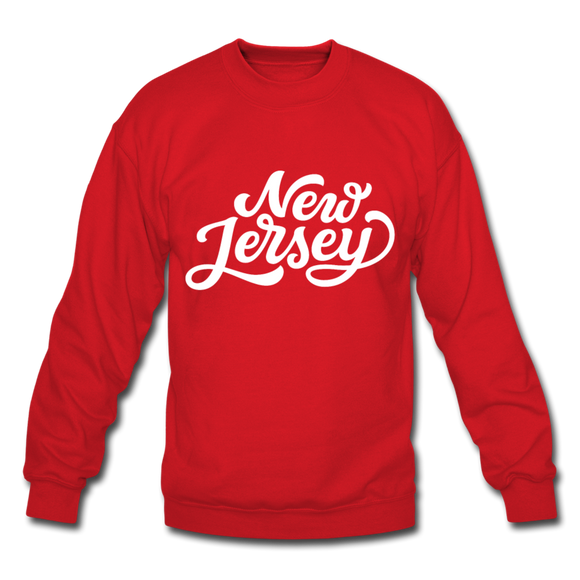 New Jersey Sweatshirt - Hand Lettered New Jersey Crewneck Sweatshirt - red