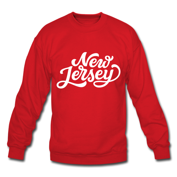 New Jersey Sweatshirt - Hand Lettered New Jersey Crewneck Sweatshirt - red