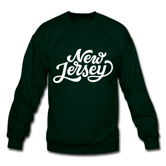 New Jersey Sweatshirt - Hand Lettered New Jersey Crewneck Sweatshirt - forest green