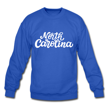 North Carolina Sweatshirt - Hand Lettered North Carolina Crewneck Sweatshirt - royal blue