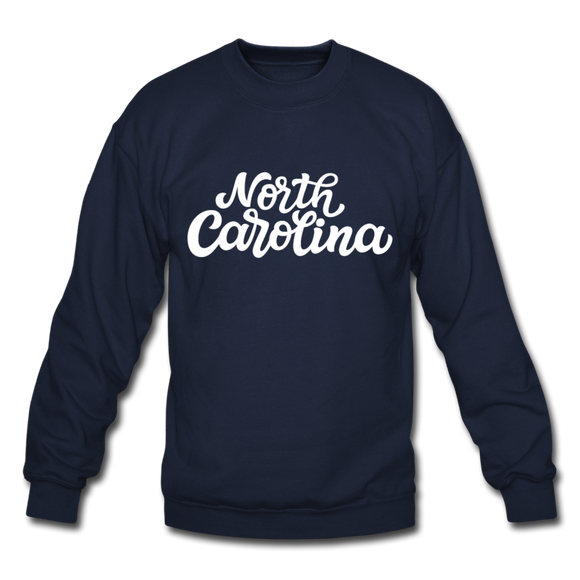 North Carolina Sweatshirt - Hand Lettered North Carolina Crewneck Sweatshirt - navy