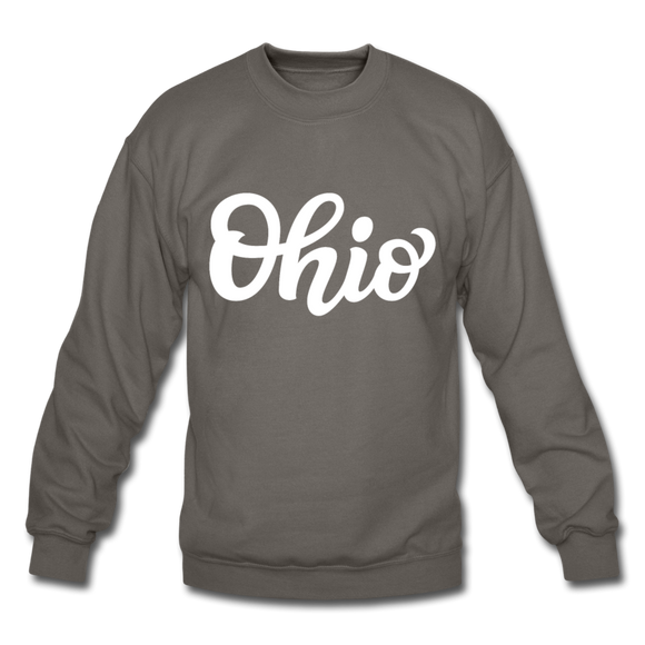 Ohio Sweatshirt - Hand Lettered Ohio Crewneck Sweatshirt - asphalt gray