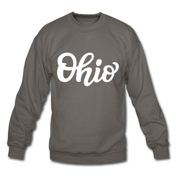 Ohio Sweatshirt - Hand Lettered Ohio Crewneck Sweatshirt - asphalt gray
