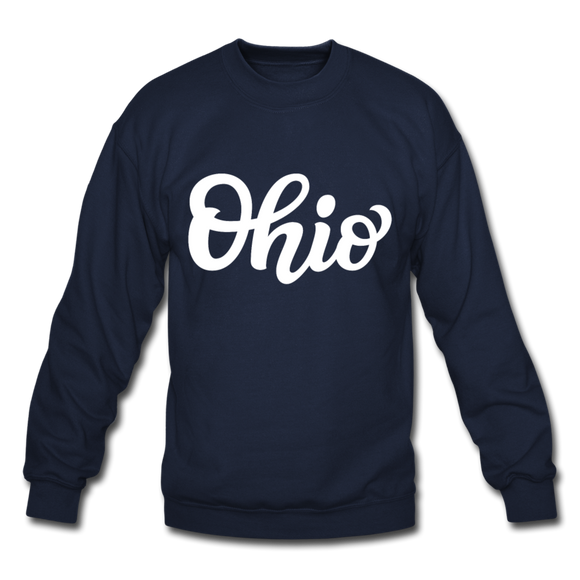 Ohio Sweatshirt - Hand Lettered Ohio Crewneck Sweatshirt - navy