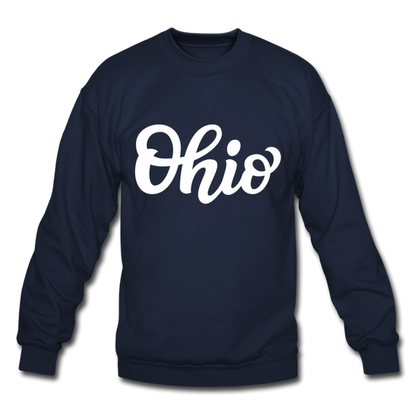 Ohio Sweatshirt - Hand Lettered Ohio Crewneck Sweatshirt - navy