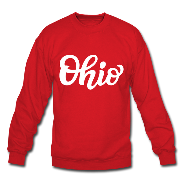 Ohio Sweatshirt - Hand Lettered Ohio Crewneck Sweatshirt - red