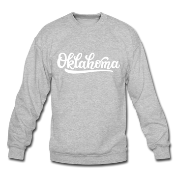Oklahoma Sweatshirt - Hand Lettered Oklahoma Crewneck Sweatshirt - heather gray