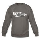 Oklahoma Sweatshirt - Hand Lettered Oklahoma Crewneck Sweatshirt - asphalt gray
