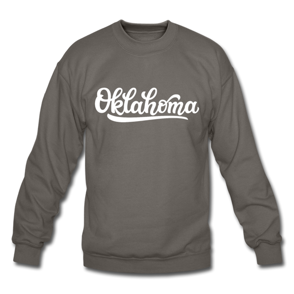Oklahoma Sweatshirt - Hand Lettered Oklahoma Crewneck Sweatshirt - asphalt gray