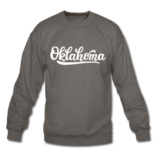 Oklahoma Sweatshirt - Hand Lettered Oklahoma Crewneck Sweatshirt - asphalt gray