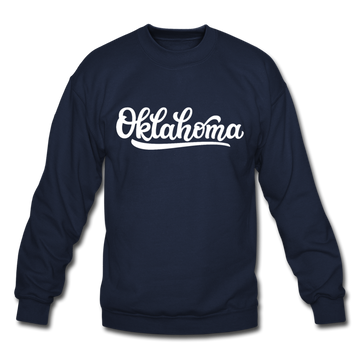 Oklahoma Sweatshirt - Hand Lettered Oklahoma Crewneck Sweatshirt - navy