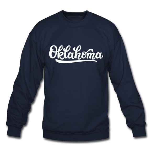 Oklahoma Sweatshirt - Hand Lettered Oklahoma Crewneck Sweatshirt - navy