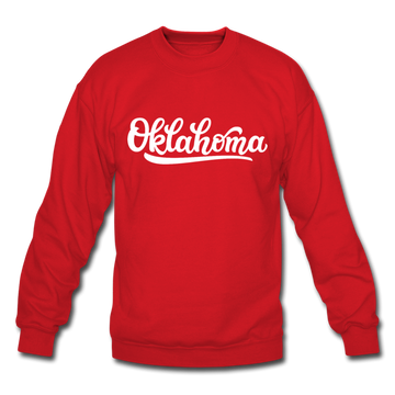 Oklahoma Sweatshirt - Hand Lettered Oklahoma Crewneck Sweatshirt - red