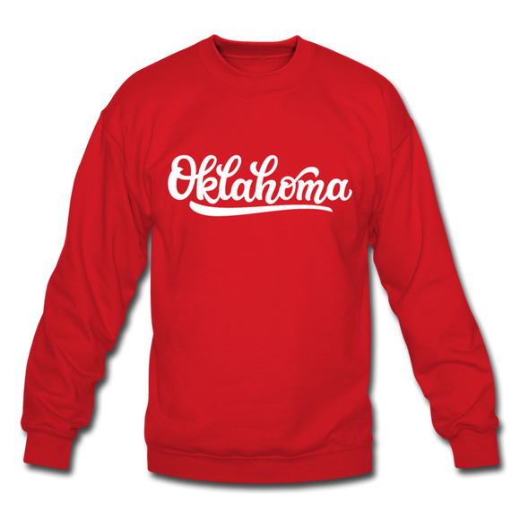 Oklahoma Sweatshirt - Hand Lettered Oklahoma Crewneck Sweatshirt - red