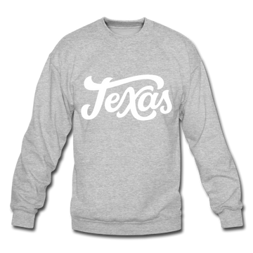 Texas Sweatshirt - Hand Lettered Texas Crewneck Sweatshirt - heather gray