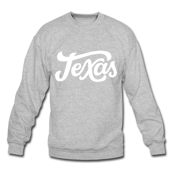 Texas Sweatshirt - Hand Lettered Texas Crewneck Sweatshirt - heather gray