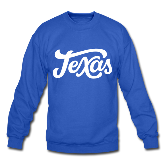 Texas Sweatshirt - Hand Lettered Texas Crewneck Sweatshirt - royal blue