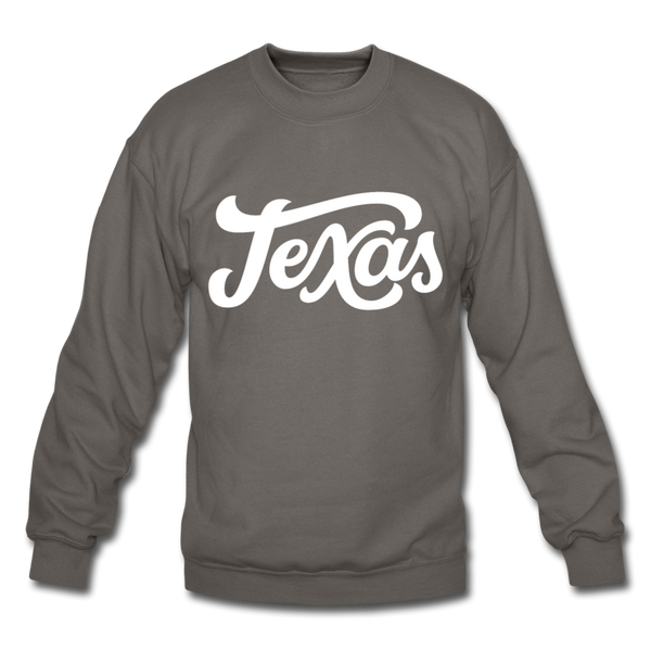 Texas Sweatshirt - Hand Lettered Texas Crewneck Sweatshirt - asphalt gray