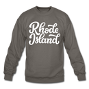 Rhode Island Sweatshirt - Hand Lettered Rhode Island Crewneck Sweatshirt - asphalt gray