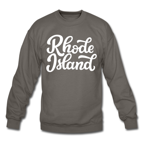 Rhode Island Sweatshirt - Hand Lettered Rhode Island Crewneck Sweatshirt - asphalt gray