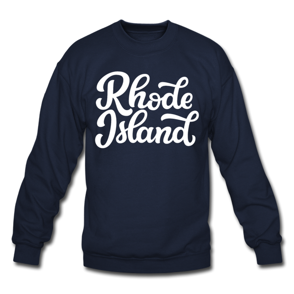 Rhode Island Sweatshirt - Hand Lettered Rhode Island Crewneck Sweatshirt - navy