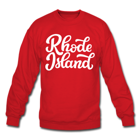 Rhode Island Sweatshirt - Hand Lettered Rhode Island Crewneck Sweatshirt - red