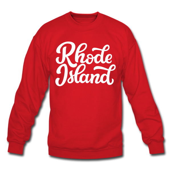 Rhode Island Sweatshirt - Hand Lettered Rhode Island Crewneck Sweatshirt - red