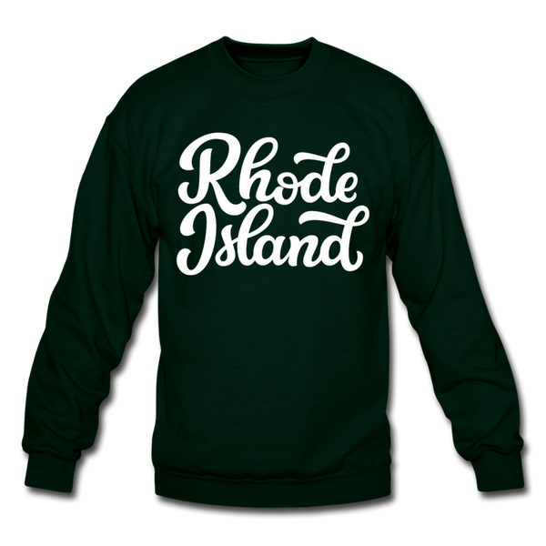 Rhode Island Sweatshirt - Hand Lettered Rhode Island Crewneck Sweatshirt - forest green