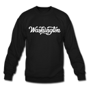 Washington Sweatshirt - Hand Lettered Washington Crewneck Sweatshirt - black