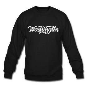 Washington Sweatshirt - Hand Lettered Washington Crewneck Sweatshirt - black
